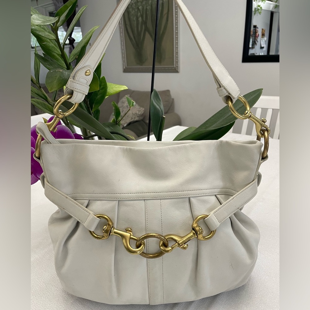Vintage Y2K COACH White Leather SHOULDER BAG PURSE